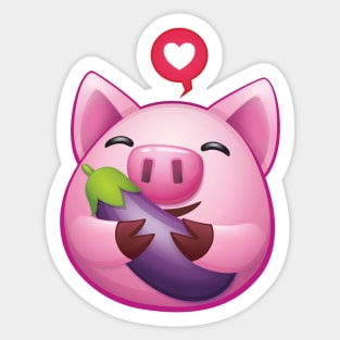 Eggplant Piggy Sticker